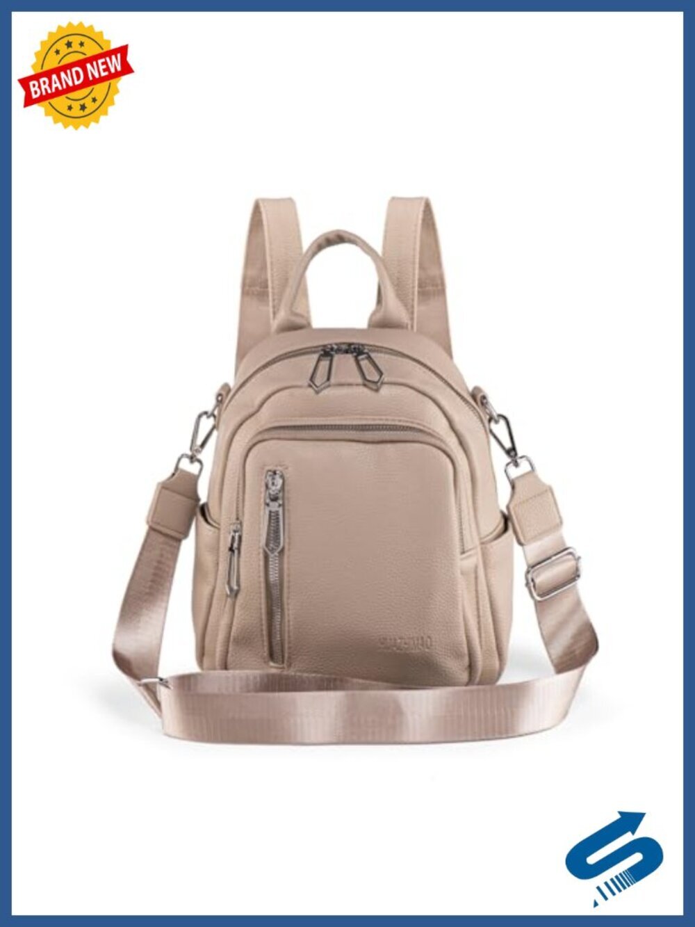 Small Backpack Purse PU Leather Women's 3 in 1 Fashion Handbag Travel Daypack